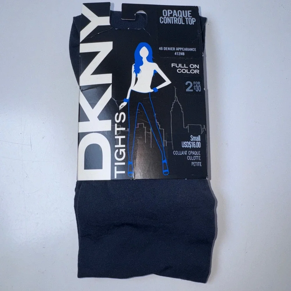 DKNY Tights Women Small Royal Navy Opaque Control Top 40 Denier 412NB